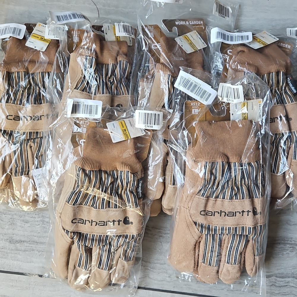 6 New Pairs Carhartt Tan Work And GARDEN Gloves A512 LARGE